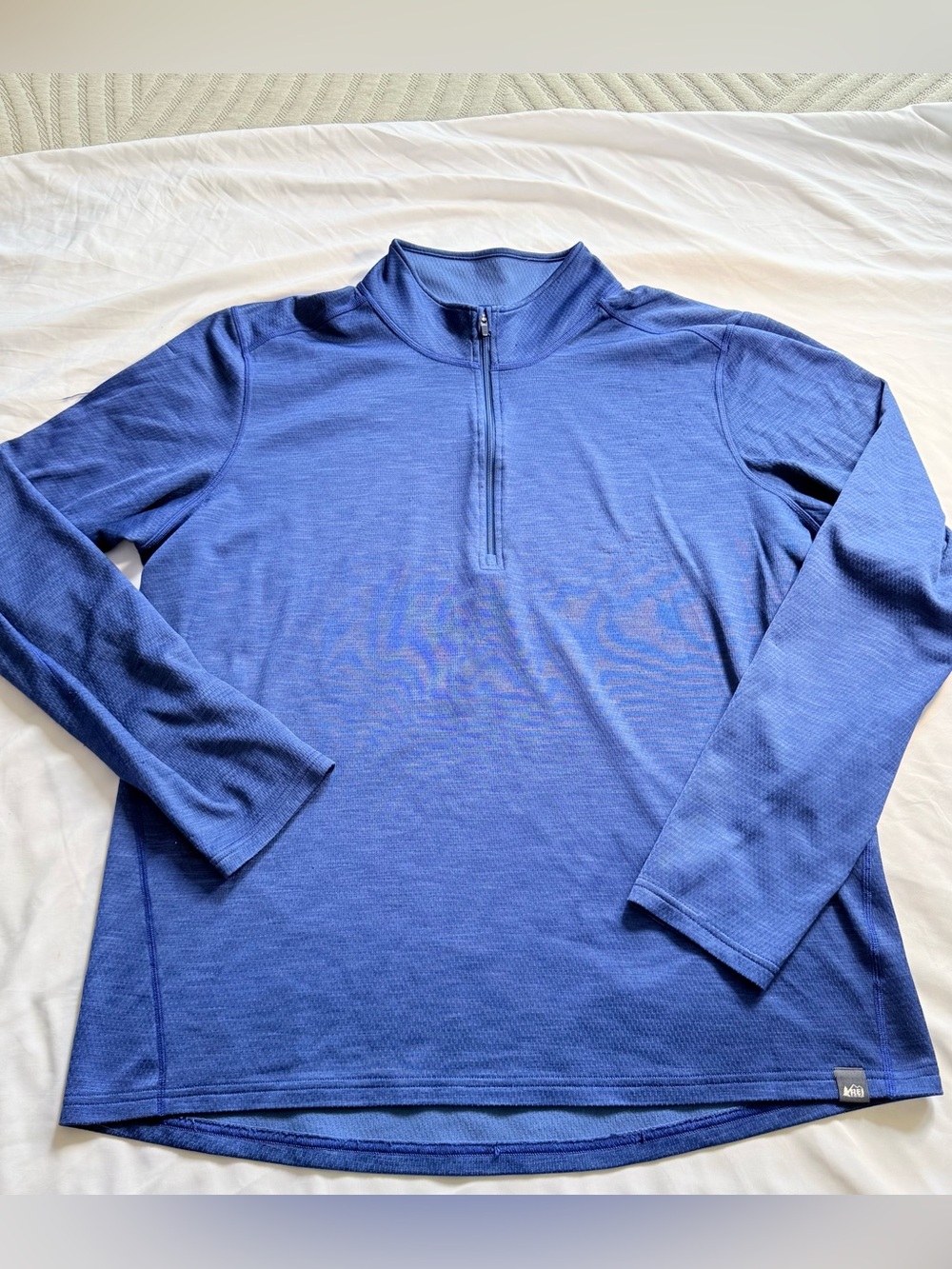 REI Co-op Mens XL Blue Heather Grid Fleece Quarter Zip Pullover Long Sleeve Base